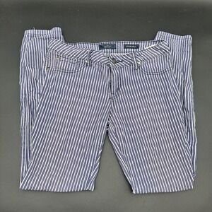 Jessica Simpson Kiss Me Ankle Jeans Blue White Striped‎ Denim Pants Size 28